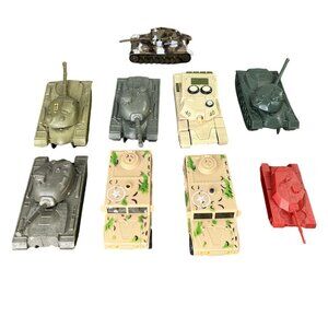 Lot of 9 Plastic toy military tanks and trucks Lanard Ja-Ru Toysmith DecoPac